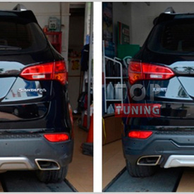 Накладка на задний бампер TECH Design TS на Hyundai Santa Fe 3 (DM)